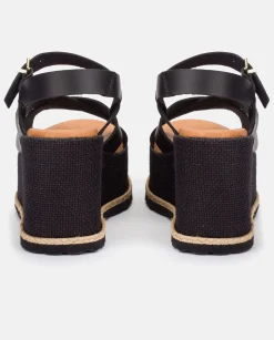 Discount Wedge Sandal LANZAROTE-003 Black Wedge Sandals