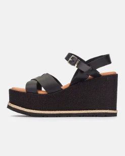 Discount Wedge Sandal LANZAROTE-003 Black Wedge Sandals