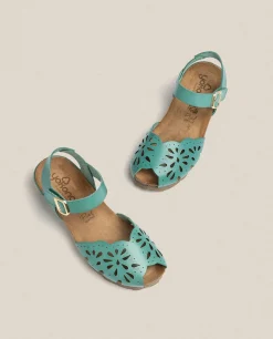 Discount Wedge Sandal MONACO-047 Green Wedge Sandals