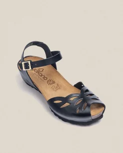Cheap Wedged Sandal MONACO-003 Black Wedge Sandals